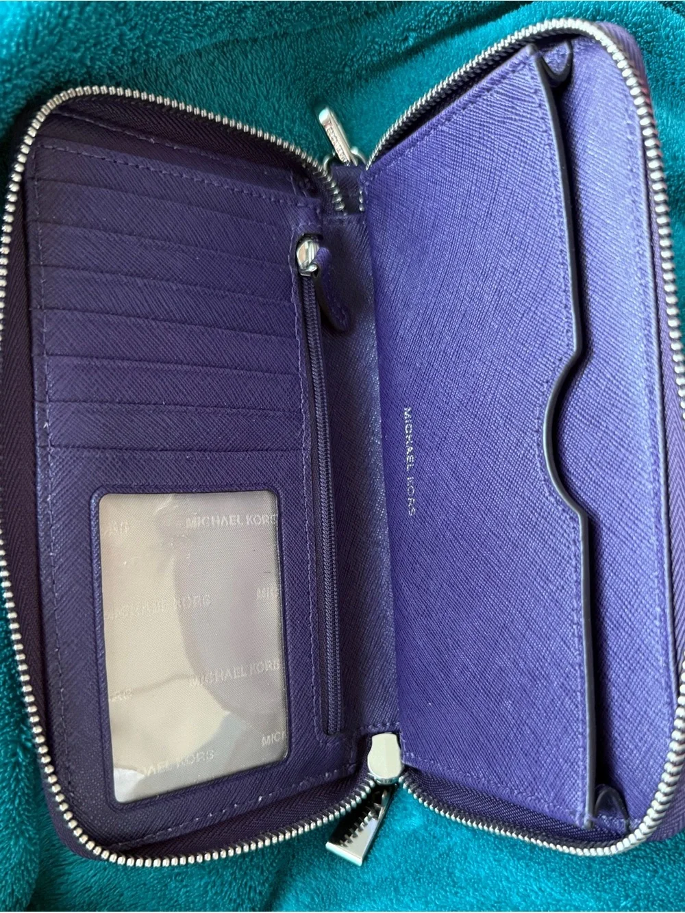 Michael Kors zip-around Continental Wallet with studs and Wristlet strap. NWOT